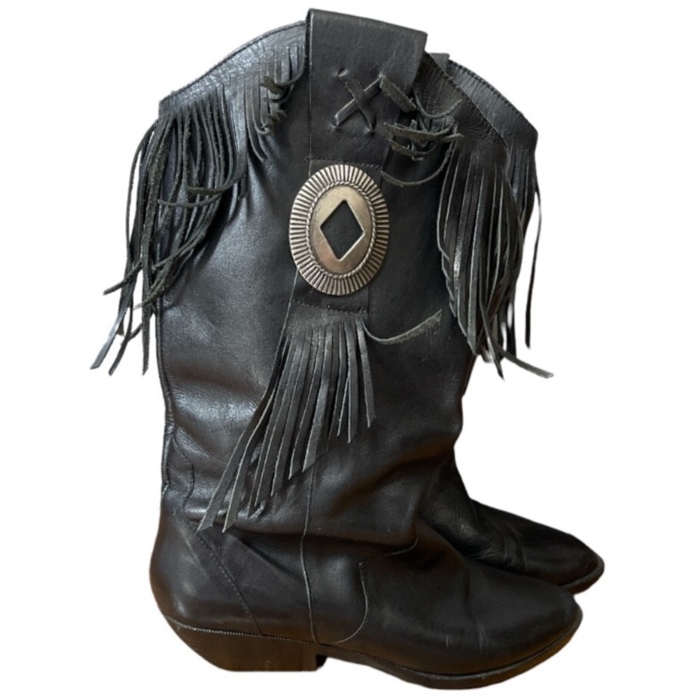 Leather Craft vintage fringe cowboy boots 8.5